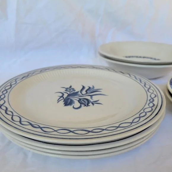 Vintage Amcrest Concord ironstone blue white plates set of 6 Japan 7 1/4" - Picture 7 of 9